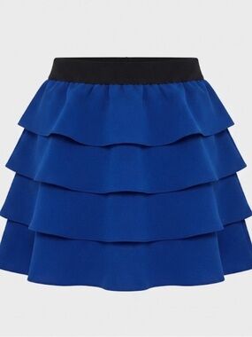 Central Park West Tiered Ruffle Mini Skirt | Royal Blue | Size M